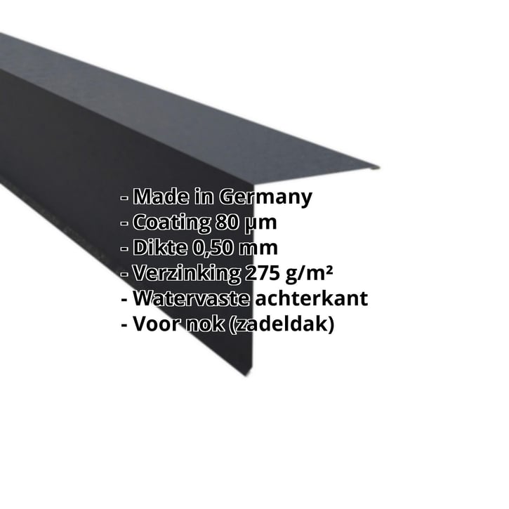 Nok lessenaarsdak | 200 x 250 mm | 85° | Staal 0,50 mm | 80 µm Shimoco | 7016 - Antracietgrijs #2