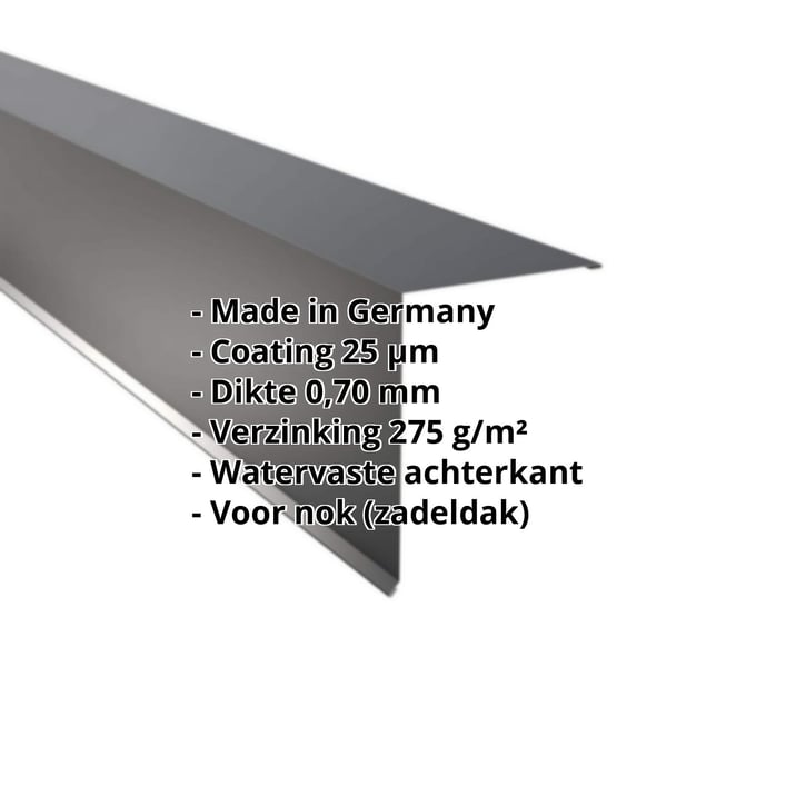 Nok lessenaarsdak | 200 x 250 mm | 85° | Aluminium 0,70 mm | 25 µm Polyester | 7016 - Antracietgrijs #2