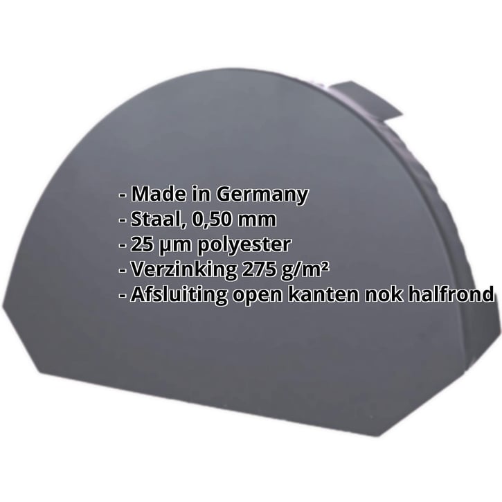 Nok afsluitstuk klein | Staal 0,50 mm | 25 µm Polyester | 7024 - Grafietgrijs #2