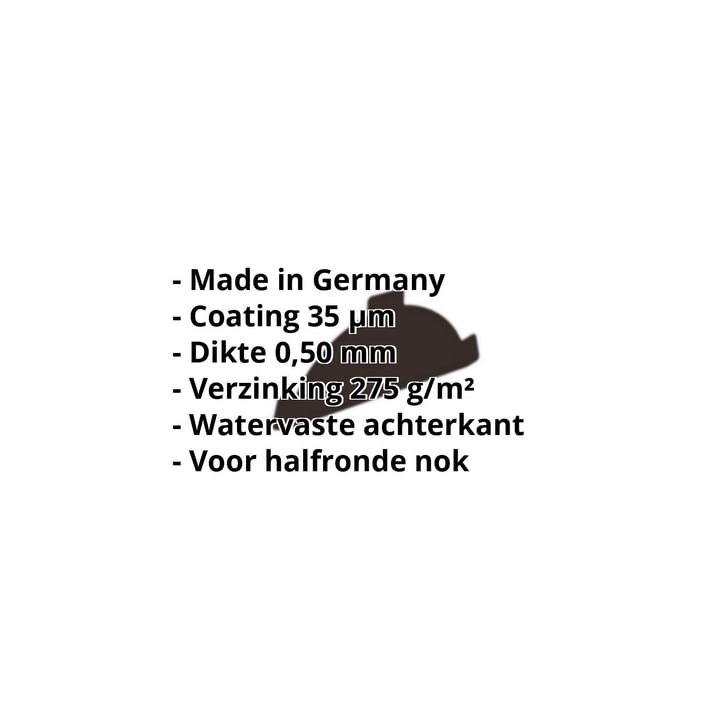Nok afsluitstuk | Staal 0,50 mm | 35 µm Mattpolyester | 32 - Donkerbruin #2
