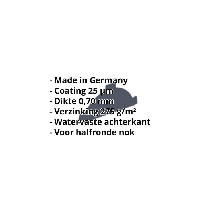 Nok afsluitstuk | Aluminium 0,70 mm | 25 µm Polyester | 7016 - Antracietgrijs #2