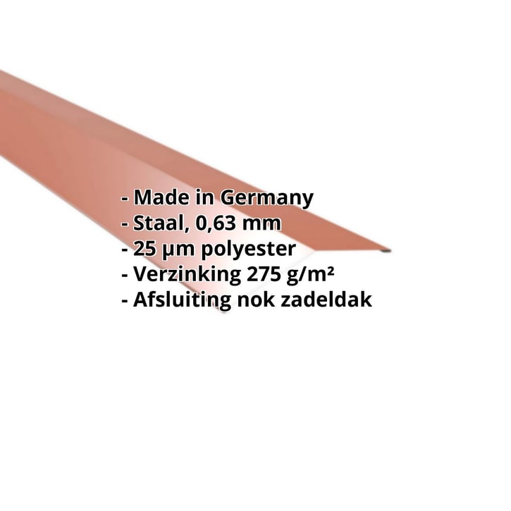 Nokstuk vlak | 145 x 145 mm | 150° | Staal 0,63 mm | 25 µm Polyester | 8004 - Koperbruin #2