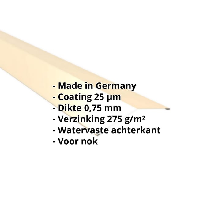 Nokstuk vlak | 145 x 145 mm | 150° | Staal 0,75 mm | 25 µm Polyester | 1015 - Licht ivoorkleurig #2