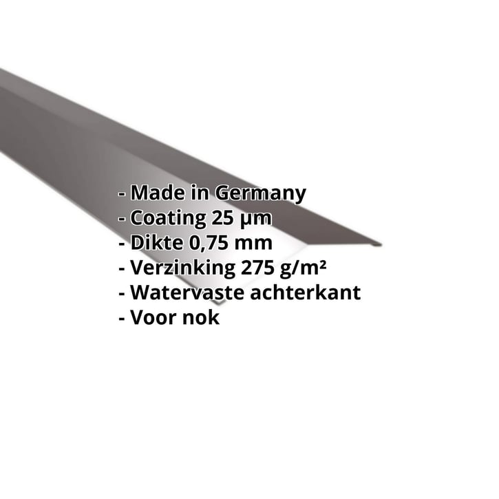 Nokstuk vlak | 145 x 145 mm | 150° | Staal 0,75 mm | 25 µm Polyester | 8017 - Chocoladebruin #2