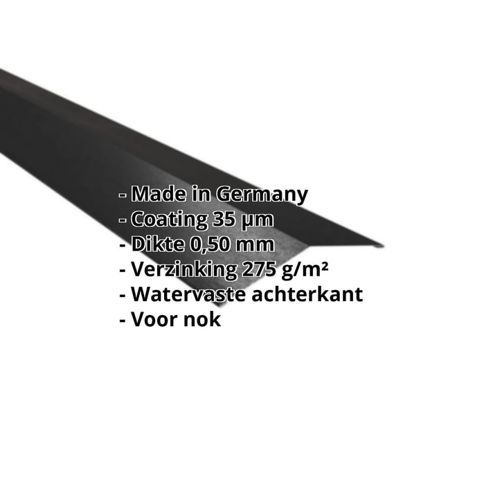 Nokstuk vlak | 145 x 145 mm | 150° | Staal 0,50 mm | 35 µm Mattpolyester | 33 - Zwart #2