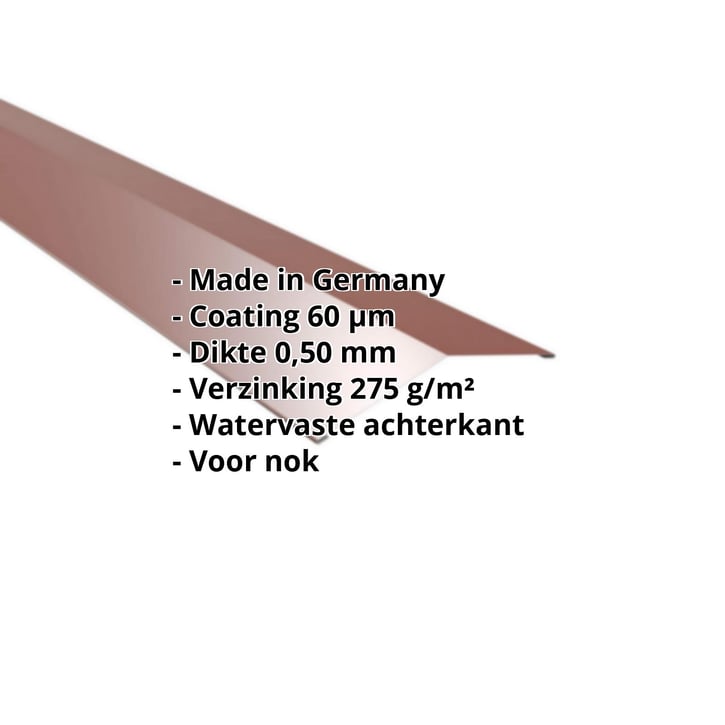Nokstuk vlak | 145 x 145 mm | 150° | Staal 0,50 mm | 60 µm Puramid | 6012 - Roodbruin #2