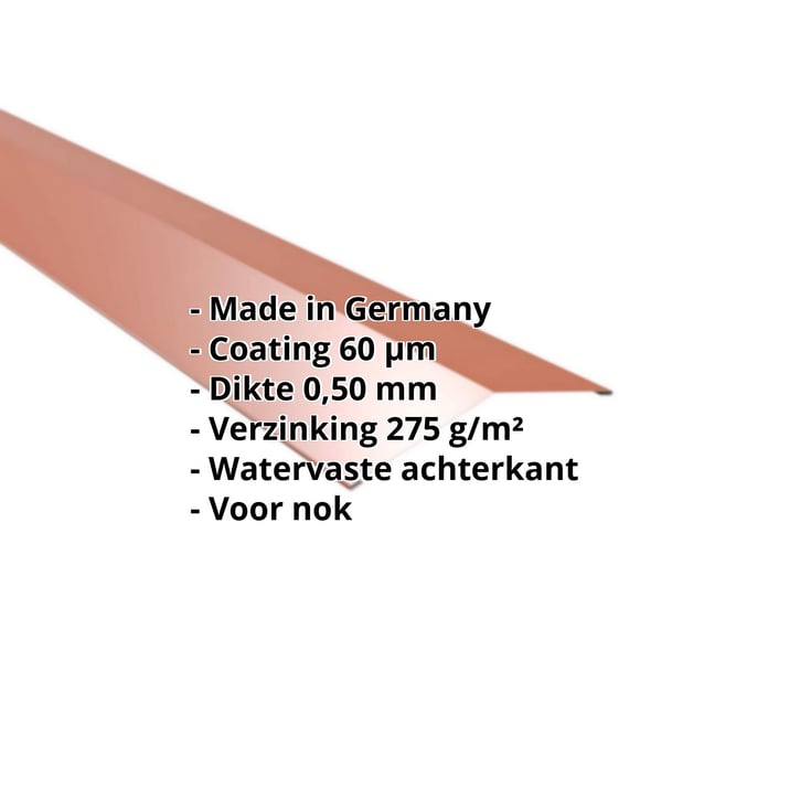 Nokstuk vlak | 145 x 145 mm | 150° | Staal 0,50 mm | 60 µm Puramid | 8004 - Koperbruin #2