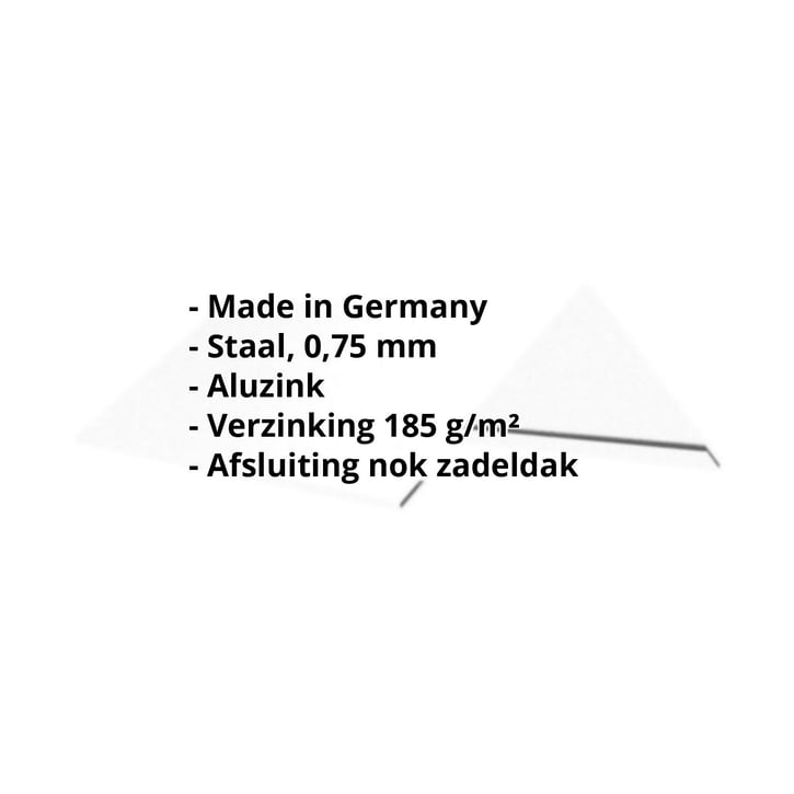 Nokstuk vlak | 145 x 145 x 2000 mm | 140° | Staal 0,75 mm | Aluzink | Zilvergrijs #2