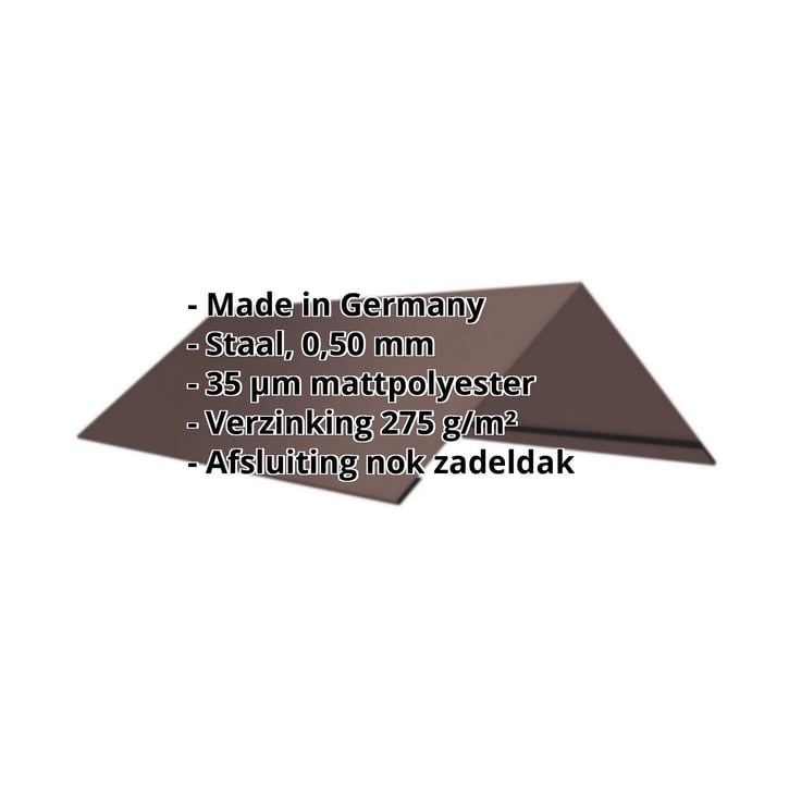 Nokstuk vlak | 145 x 145 x 2000 mm | 140° | Staal 0,50 mm | 35 µm mattpolyester | 8017 - Chocoladebruin #2