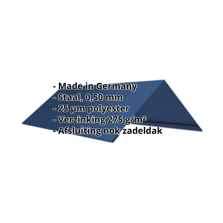 Nokstuk vlak | 145 x 145 x 2000 mm | 140° | Staal 0,50 mm | 25 µm Polyester | 5010 - Gentiaanblauw #2