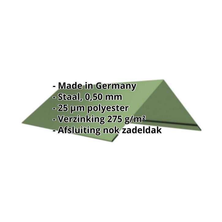Nokstuk vlak | 145 x 145 x 2000 mm | 140° | Staal 0,50 mm | 25 µm Polyester | 6011 - Resedagroen #2