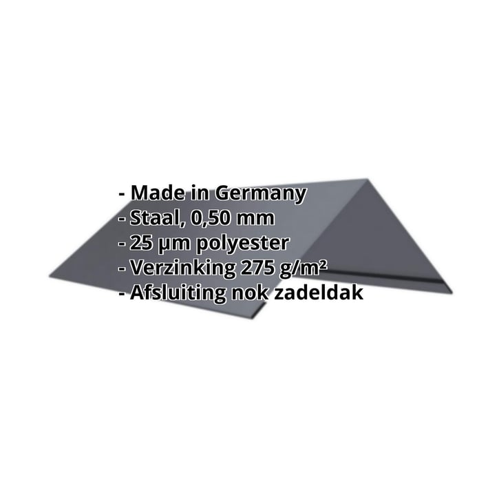 Nokstuk vlak | 145 x 145 x 2000 mm | 140° | Staal 0,50 mm | 25 µm Polyester | 7024 - Grafietgrijs #2