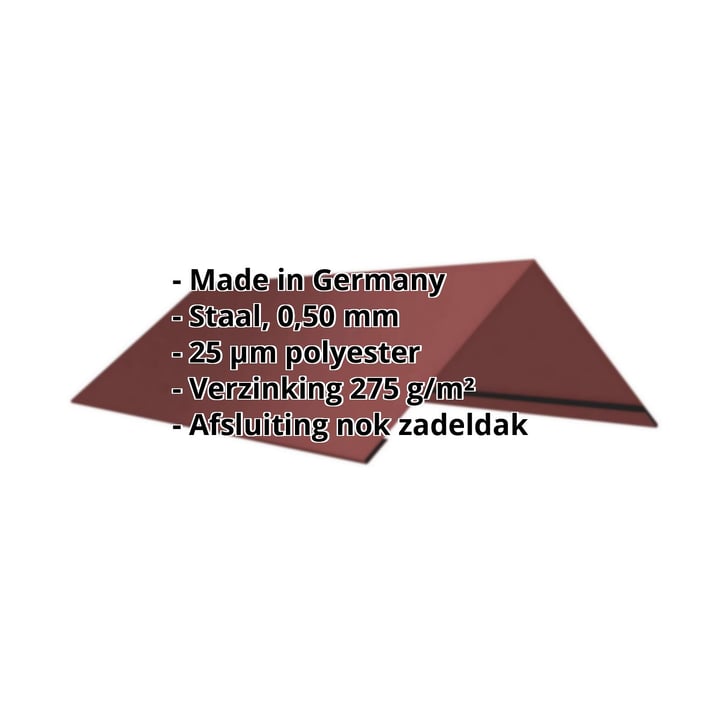 Nokstuk vlak | 145 x 145 x 2000 mm | 140° | Staal 0,50 mm | 25 µm Polyester | 8012 - Roodbruin #2