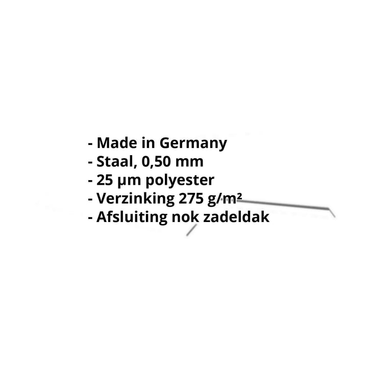 Nokstuk vlak | 145 x 145 x 2000 mm | 140° | Staal 0,50 mm | 25 µm Polyester | 9010 - Zuiverwit #2