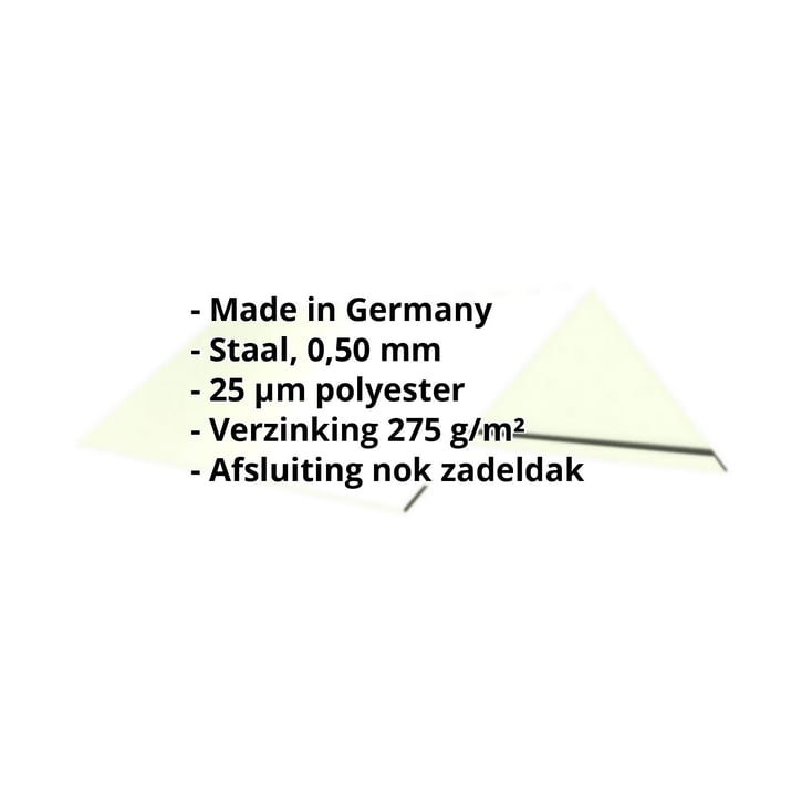 Nokstuk vlak | 145 x 145 x 2000 mm | 140° | Staal 0,50 mm | 25 µm Polyester | 9002 - Grijswit #2