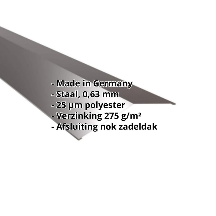Nokstuk vlak | 198 x 198 mm | 150° | Staal 0,63 mm | 25 µm Polyester | 8017 - Chocoladebruin #2