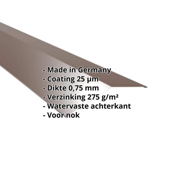 Nokstuk vlak | 198 x 198 mm | 150° | Staal 0,75 mm | 25 µm Polyester | 8011 - Notenbruin #2