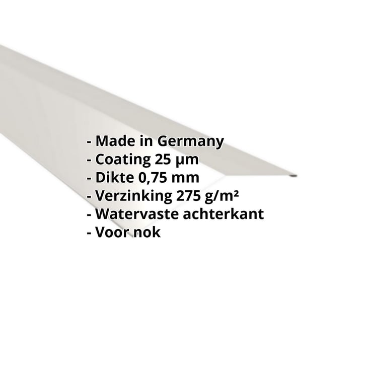 Nokstuk vlak | 198 x 198 mm | 150° | Staal 0,75 mm | 25 µm Polyester | 9002 - Grijswit #2
