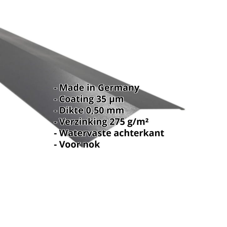 Nokstuk vlak | 198 x 198 mm | 150° | Staal 0,50 mm | 35 µm Mattpolyester | 23 - Donkergrijs #2