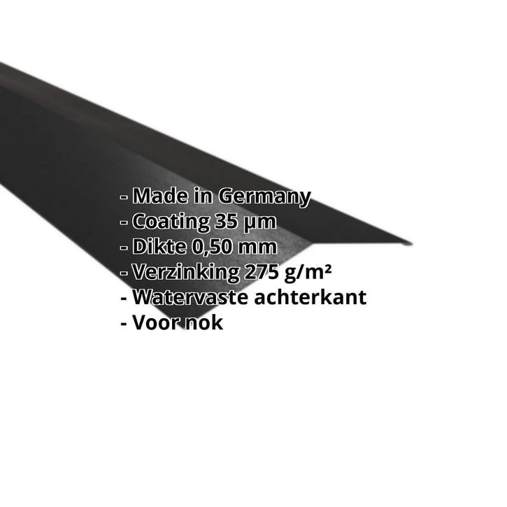 Nokstuk vlak | 198 x 198 mm | 150° | Staal 0,50 mm | 35 µm Mattpolyester | 33 - Zwart #2