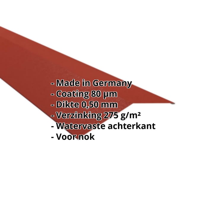 Nokstuk vlak | 198 x 198 mm | 150° | Staal 0,50 mm | 80 µm Shimoco | 3009 - Oxyderood #2