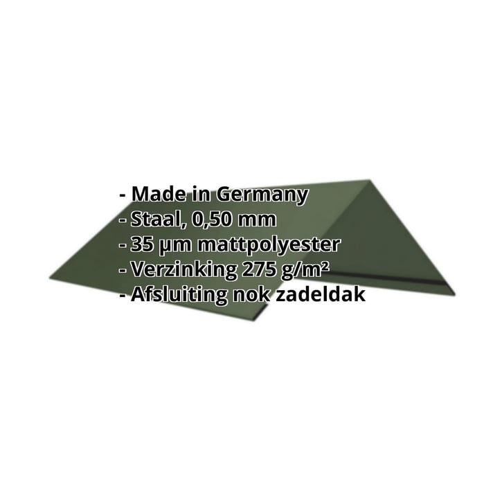 Nokstuk vlak | 200 x 200 x 2000 mm | 140° | Staal 0,50 mm | 35 µm mattpolyester | 011 - Groen #2