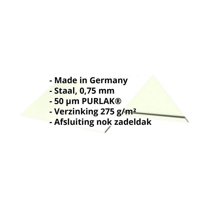 Nokstuk vlak | 200 x 200 x 2000 mm | 140° | Staal 0,75 mm | 50 µm PURLAK® | 9002 - Grijswit #2