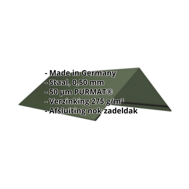 Nokstuk vlak | 200 x 200 x 2000 mm | 140° | Staal 0,50 mm | 50 µm PURMAT® | 011 - Groen #2