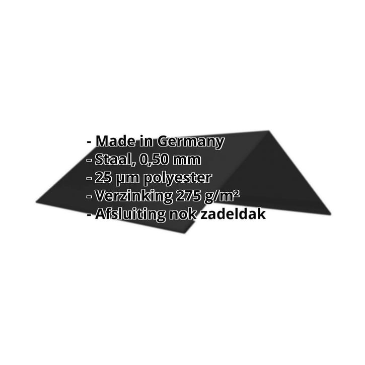 Nokstuk vlak | 200 x 200 x 2000 mm | 140° | Staal 0,50 mm | 25 µm Polyester | 9005 - Gitzwart #2