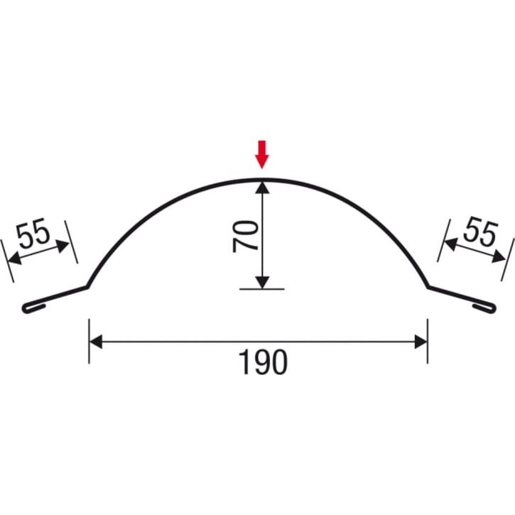 Ronde nok | 1,86 m | Staal 0,50 mm | 25 µm Polyester | 8004 - Koperbruin #5