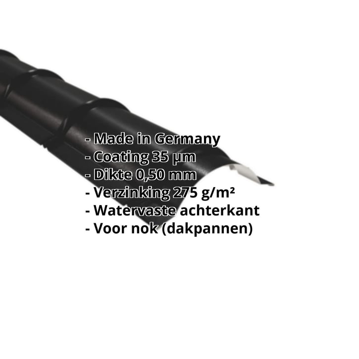 Ronde nok | 1,86 m | Staal 0,50 mm | 35 µm Mattpolyester | 33 - Zwart #2