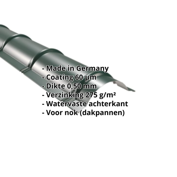 Ronde nok | 1,86 m | Staal 0,50 mm | 60 µm Puramid | 6005 - Mosgroen #2