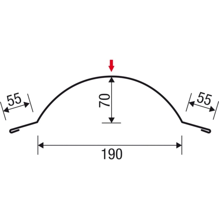 Ronde nok | 1,86 m | Staal 0,50 mm | 60 µm Puramid | 6005 - Mosgroen #5