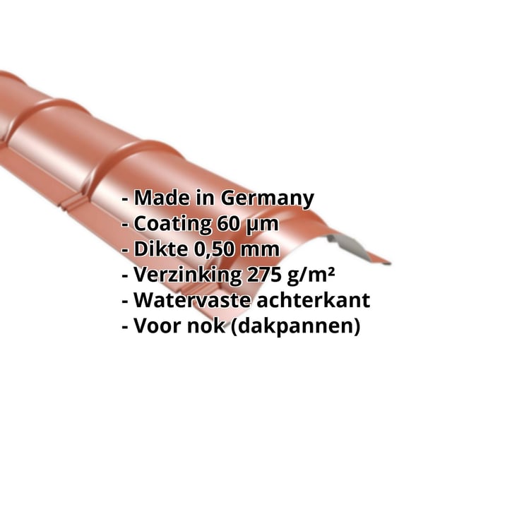 Ronde nok | 1,86 m | Staal 0,50 mm | 60 µm Puramid | 8004 - Koperbruin #2