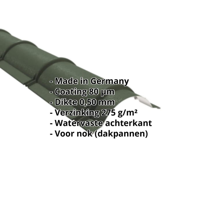 Ronde nok | 1,86 m | Staal 0,50 mm | 80 µm Shimoco | 6020 - Chroomoxydegroen #2