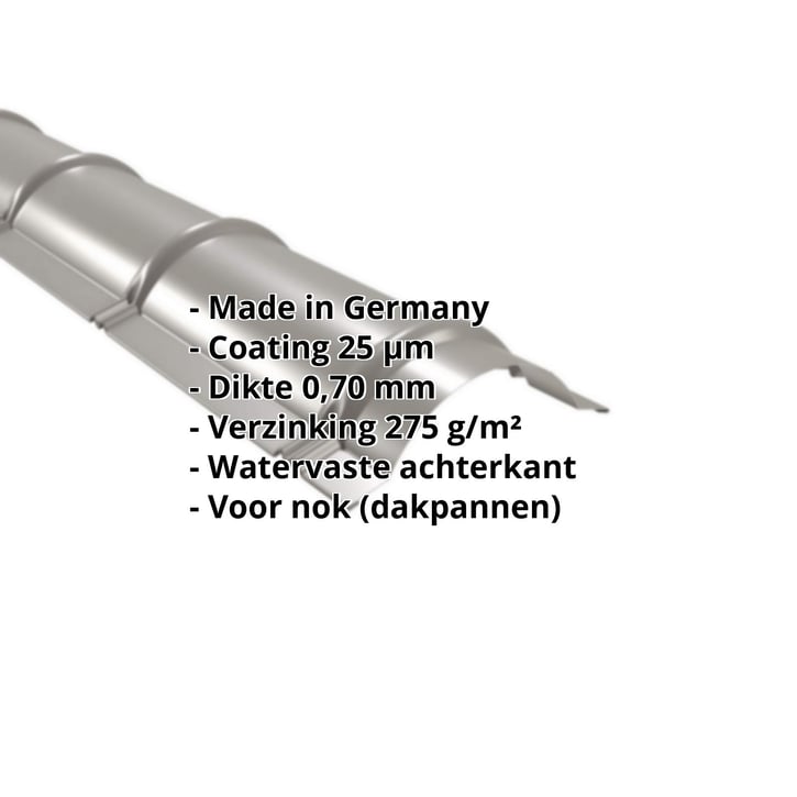 Ronde nok | 1,86 m | Aluminium 0,70 mm | 25 µm Polyester | 9007 - Grijs aluminiumkleurig #2