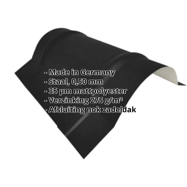 Ronde nok klein | 1,965 m | Staal 0,50 mm | 35 µm mattpolyester | 033 - Zwart #2
