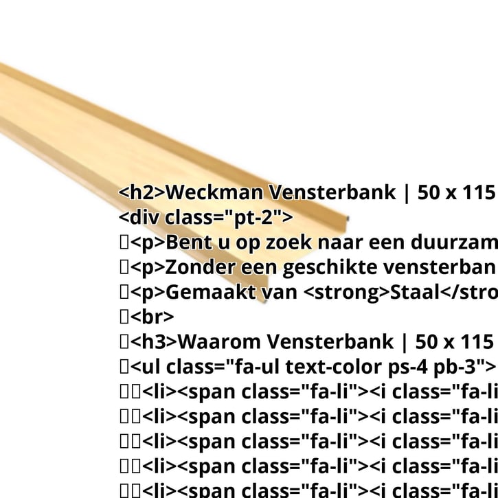 Vensterbank | 50 x 115 x 40 x 2000 mm | Staal 0,50 mm | 35 µm Structuurpolyester | Houtlook - Ahorn #2
