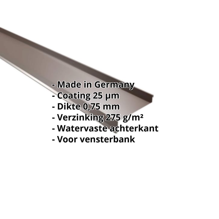 Vensterbank | 50 x 115 x 40 x 2000 mm | Staal 0,75 mm | 25 µm Polyester | 8011 - Notenbruin #2