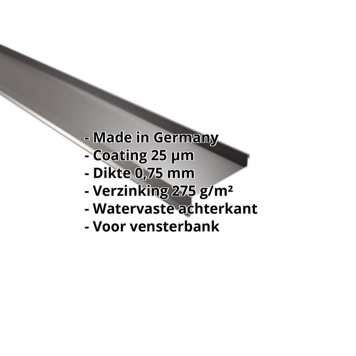Vensterbank | 50 x 115 x 40 x 2000 mm | Staal 0,75 mm | 25 µm Polyester | 8017 - Chocoladebruin #2