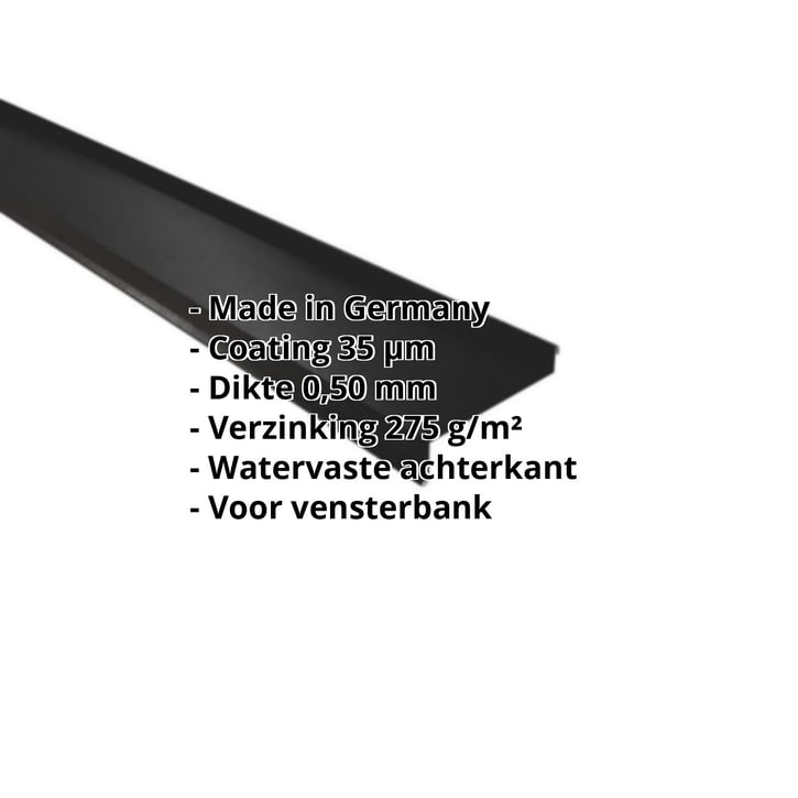 Vensterbank | 50 x 115 x 40 x 2000 mm | Staal 0,50 mm | 35 µm Mattpolyester | 33 - Zwart #2