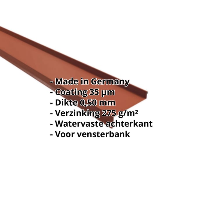 Vensterbank | 50 x 115 x 40 x 2000 mm | Staal 0,50 mm | 35 µm Mattpolyester | 75 - Terracotta #2