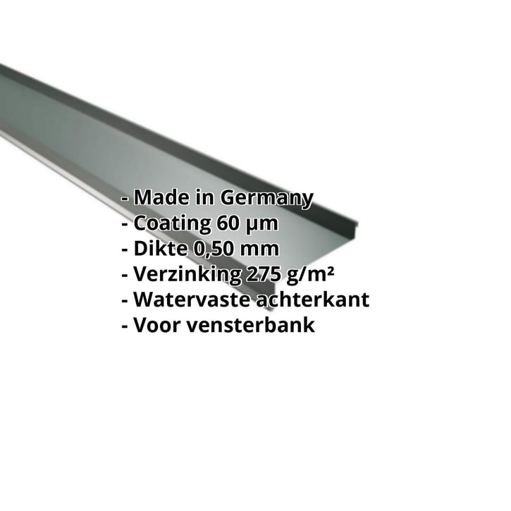 Vensterbank | 50 x 115 x 40 x 2000 mm | Staal 0,50 mm | 60 µm Puramid | 6005 - Mosgroen #2