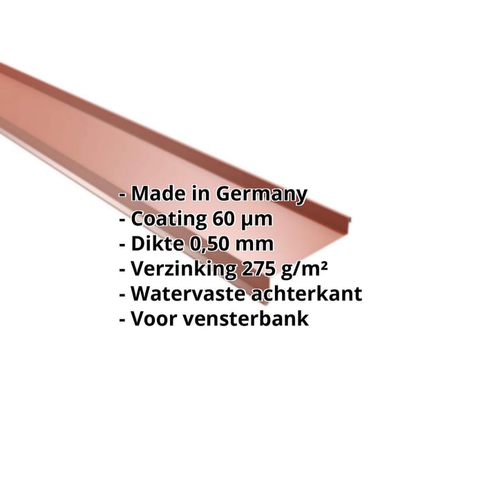 Vensterbank | 50 x 115 x 40 x 2000 mm | Staal 0,50 mm | 60 µm Puramid | 8004 - Koperbruin #2