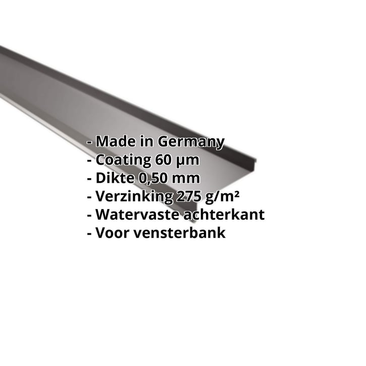 Vensterbank | 50 x 115 x 40 x 2000 mm | Staal 0,50 mm | 60 µm Puramid | 6017 - Chocoladebruin #2