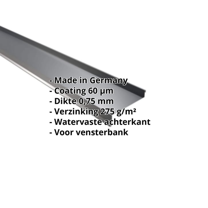 Vensterbank | 50 x 115 x 40 x 2000 mm | Staal 0,75 mm | 60 µm Puramid | 7016 - Antracietgrijs #2
