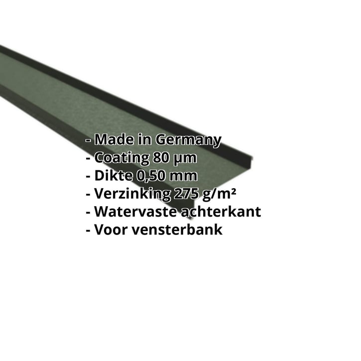 Vensterbank | 50 x 115 x 40 x 2000 mm | Staal 0,50 mm | 80 µm Shimoco | 6020 - Chroomoxydegroen #2