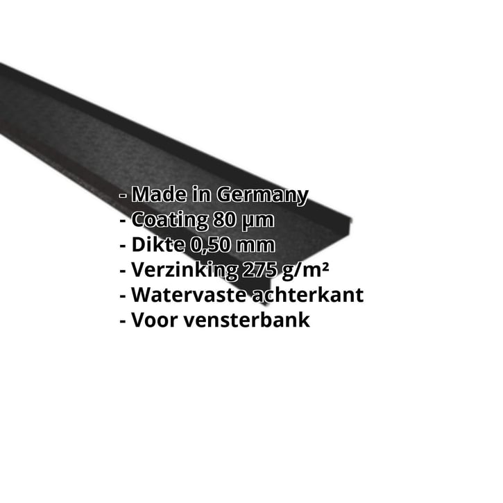 Vensterbank | 50 x 115 x 40 x 2000 mm | Staal 0,50 mm | 80 µm Shimoco | 9005 - Gitzwart #2