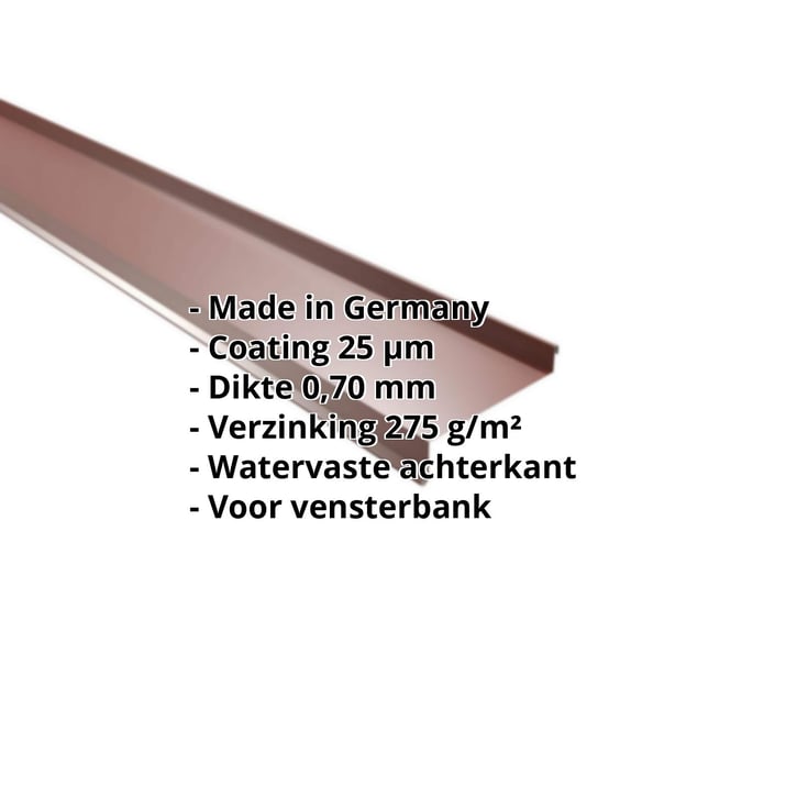 Vensterbank | 50 x 115 x 40 x 2000 mm | Aluminium 0,70 mm | 25 µm Polyester | 8012 - Roodbruin #2