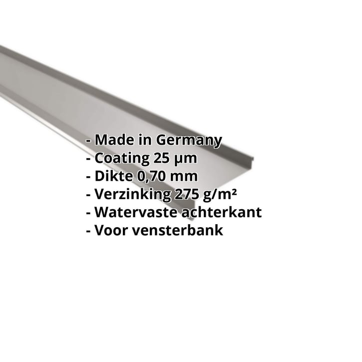 Vensterbank | 50 x 115 x 40 x 2000 mm | Aluminium 0,70 mm | 25 µm Polyester | 9007 - Grijs aluminiumkleurig #2